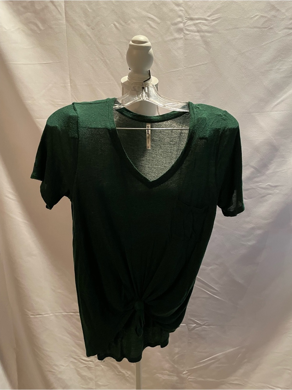 Tresics Forest Green V-Neck Short Sleeve Knot Tee